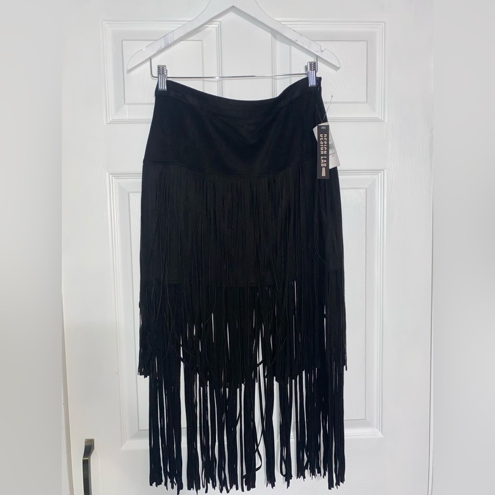 Design Lab Suede Fringe Skirt